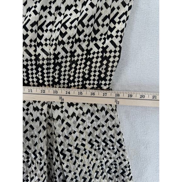 Sandra Darren Gold Black Metallic Dress Cap Sleeve Pleated Knee Length 12 L - Picture 9 of 9